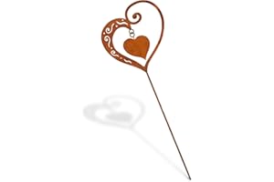 ‎ROSTIKAL Rostikal Rost Gartenstecker Herz - 62 cm - Handgefertigter Edelrost-Blumenstecker aus Metall - Robust & Wetterfest - Beetstecker Garten-Deko für Blumenbeet, Terrasse, Balkon