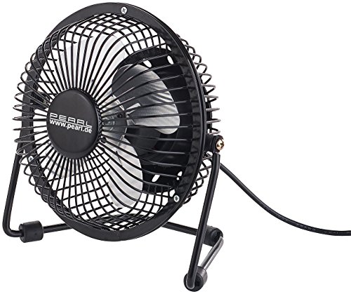 PEARL Mini-USB-Tischventilator, Vollmetall, neigbar um 360°, 2,5 W, Ø 15 cm - 3