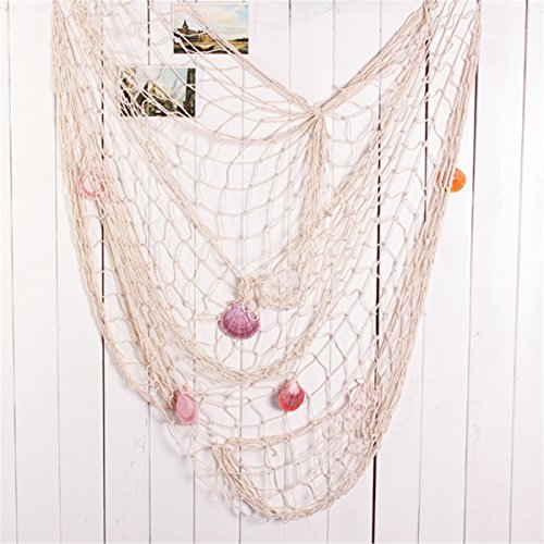 KING DO WAY Fischnetz mit Schöner Muscheln Anker mediterranen stil fischerei dekorative netze hintergrund Wand deko bar home decor Maritimes Deko Weiss - 2