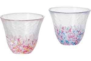 アデリア(ADERIA) ADERIA Lot de 2 verres à saké japonais - Rose - 120 ml - 120 ml - Fabriqués au Japon - Fabriqués au Japon - Fabriqués à la main - Pour saké, thé, jus, eau, pois, Tsugaru Vidro - Coffret cadeau