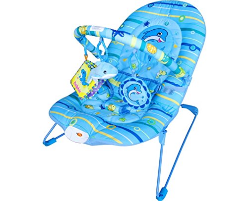 Baby Rocker Bouncer Chair Soothing Music Viberation Toys IN BLUE
