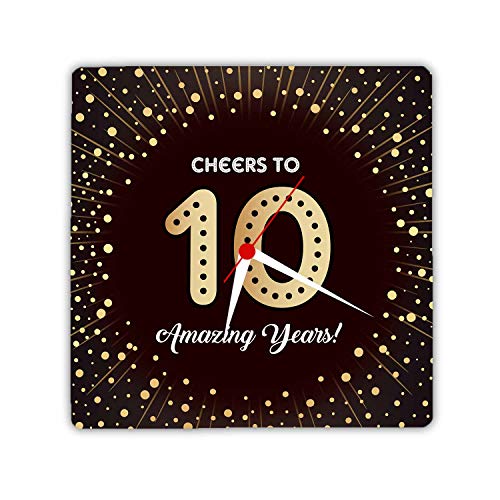 Designer Panda, Cheers to 10 Amazing Years Printed Light Weight Wall Clock 8 inches