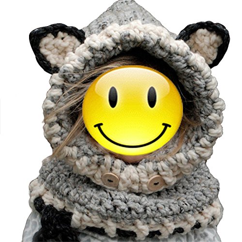 Tonsee® Winter Wool Knitted Fox Hats Baby Girls Shawls Hooded Cowl Beanie Caps (Grey)