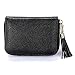 Produktbild Dlife Echtes Rindsleder Frauen 15 Slots RFID Blocking Kartenhalter Leder Reißverschluss Organizer Brieftasche (Schwarz)