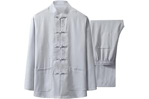 G-LIKE Traje de Kungfu Tang para hombre - Tradicional Chino Artes Marciales Taichi Shaolin Wushu Qigong Manga Larga Bordado Entrenamiento Ropa Ocio Ropa Uniforme Chaqueta Pantalones