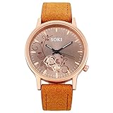 HWTOP Damen Armbanduhren Analog Display Quarz Uhren Analoge Quarzwerk Weibliche Uhr PU Lederband Armbanduhr Mit rundem Zifferblatt Uhren Für Frauen Modeschmuck Geschenk