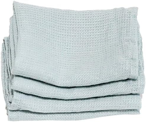 Linenme 30 x 30 cm Linen Waffle Wash Cloths, Set of 4, Ice Blue