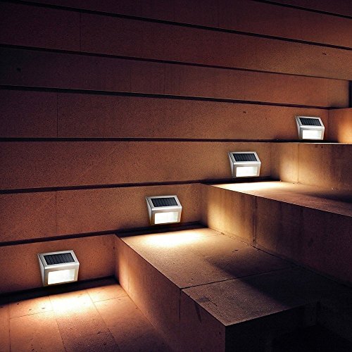 Lightess Led Solarleuchten Treppenlicht Outdoor LED Stufenbeleuchtung 2 LEDs Edelstahl für Stufen Pfade Patio Decks Packung mit 6 - 6