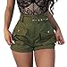 Produktbild Damen Hosen Sommer Elegant LHWY Frauen Mädchen Shorts Taschen Wide-Bein Grün Kurz Shorts Latzhose Overalls mit Gürtel High Waist Sport Freizeithosen (XL, Green)