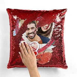 MUKESH HANDICRAFTS Cushion Cover with Filler, Red, Set of 1, Polyester, 12x12 Inches