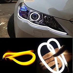 Guance 60cm Tube DRL Style White Amber Flexible Headlight LED Daytime DRL+Indicator Set Of 2 For Maruti Suzuki Wagon R