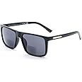 ZAVISH Bifocal Reading Sunglasses Sun Readers Tinted Glasses Mens Classic Square Designer Frame UV400 Grey Lens & Case