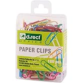 D.RECT Office Clips 28 mm, Pack of 100, Coloured Clips, in Plastic Box, 7129