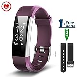 CHEREEKI Fitness Tracker mit Herzfrequenz Aktivitätstracker mit Pulsmesser Smart Bracelet Fitness Armbänder Sport Armband mit Herzfrequenzmesser Schrittzähler Schlaf-Monitor Remote Shoot Anrufen / SMS Smartwatch für Android iOS iPhone Smartphone (Lila)