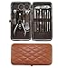 12 Piece Manicure, Pedicure, Male / Female Grooming, Nail Care Set - Padded Faux Leather Travel Carry Case.