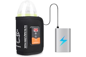 GOSHYDA Scaldabiberon per il Latte, Borsa Riscaldante per Biberon per Auto Alimentata Tramite USB Scaldabiberon da Viaggio con Controllo della Temperatura e Display LCD, Riscaldamento Uniforme per Interni, Es