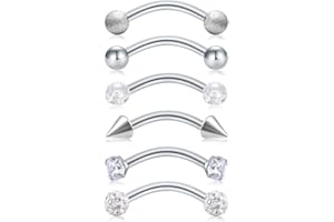 LONGITA 16G 8 Pieces Acier Chirurgical et Acrylique Piercing Arcade Rook Boucle D'oreille CZ Femme Homme Bioflex Retainer Clair Helix Tragus Oreille Piercing Septum Levre Sourcil Ventre Anneaux