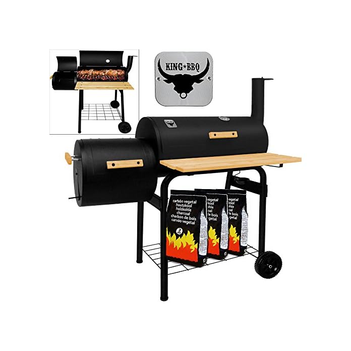 Deuba Bbq Smoker Ruchergrill Holzkohlegrill Grillstation Auf Rollen Mit 2 Kammern Grillwagen Kohlegrill Rucherofen