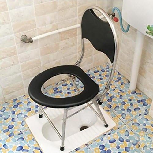 Bathroom Toilet Seat Elderly Disabled Pregnant Women Folding Auxiliary Chair Stool , black