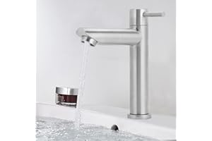 YUMILI Wasserhahn, G1/2-Zoll-Edelstahl-Badezimmer-Waschtischarmatur, Einzel-Kaltwasserhahn für die Küche zu Hause