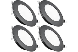 Obeaming 4 x 12V LED lampy typu downlight do zabudowy sufitowe 3W, ściemniane światła punktowe, otwór 64-74mm, 4000K, 285lm, czarne, do kampera, łodzi,gonetki, przyczepy kempingowej, szafki kuchennej