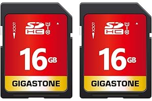 Gigastone 16GB SDHC Memory Card 2 Pack Prime Series Transfer Speed Up to 80MB/s for Photos, Videos, Music, Files, Camcorder, Camera, PC, Class 10 U1 UHS-I