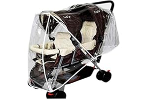 Marbeine - Copertura universale per passeggino doppio bambino, impermeabile, antipioggia e vento, trasparente, per protezione passeggino (stile A)