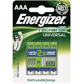 Energizer 638624 AAA 500 mAh Piles Rechargeables de 4