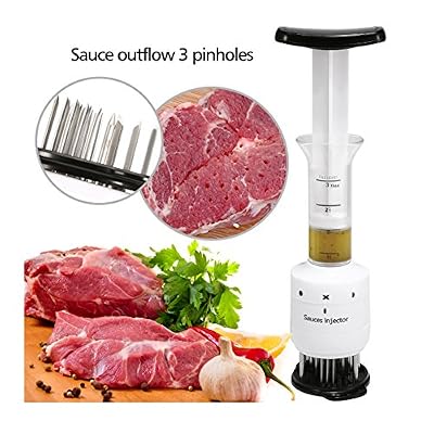 Pathonor Injecteur de Viande en Acier Inoxydable Outil de Cuisine Viande 2 BBQ Trancheur de Viande,Aiguille d'Attendrisseur de Viande BBQ,Boeuf,Poulet,Steak
