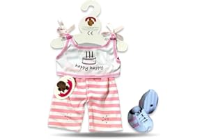 Build Your Bears Wardrobe Tenue d'anniversaire avec ours en peluche et chaussures pour Build-a-Bear (rose)