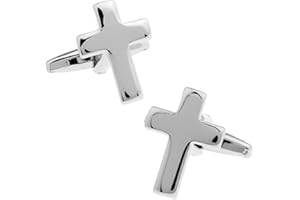 Hellery 1 Paires De Boutons De Manchette en Croix en Laiton Poli De Style Chrétien