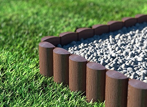 Rasenkante Palisade 2,3m braun, 8 Elemente 17 cm Höhe Beetbegrenzung Beetumrandung Beeteinfassung - 4