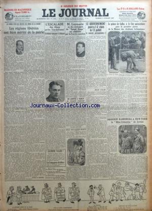 Download JOURNAL (LE) [No 12683] du 09/07/1927 - LES REGIONS LIBEREES ONT BIEN MERITE DE LA PATRIE PAR PIERRE LA MAZIERE - L'ESCALADE DES ALPES PAR LES TOUR DE FRANCE - ? RAYMOND VALLIER ? - LES COMPAGNONS DE LA HAINE PAR GABRIEL BERNARD - LA CHAMBRE REFUSE AUX FEMMES LE DROIT DE VOTE - LES DEPUTES ELUS SENATEURS NE POURRONT PAS VOTER A LA CHAMBRE - LA PELOTE BASQUE EST BIEN PRESIDEE PAR GASTON VIDAL - CONCOURS DU CONSERVATOIRE - OPERA PAR G. DE PAWLOWSKI - M. LEYMARIE UN DES CONDAMNES DU BONNET ROUGE E