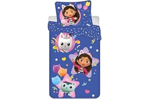 Aymax Parure de Lit Gabby et la Maison Magique, Housse de Couette 140x200 cm + Taie d'oreiller 63x63 cm, Gabby's Dollhouse