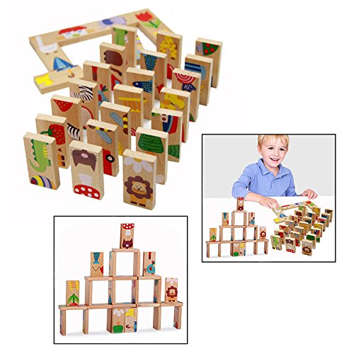 OFKPO 28 pcs Animal de Couleur Puzzle en Bois, Jouet de Construction et Jeu Educatif Loisirs Créatif Bloc pour Enfants