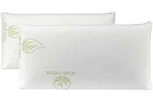 AZNAR Pack 2 Almohadas Viscoelásticas Copos Aloe Vera Adaptabilidad Media Altura 15 cm Transpirable Antibacteriana Gran Ergonomía Tejido Suave Funda Interior Poliéster Descanso Óptimo y Cómodo - 90 cm