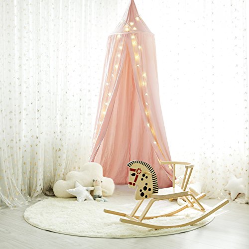 Shayson Princess Bed Canopy Kids Mosquito Net Canopy Cotton Cloth Tents Kids Play Tent for Childrens Room Hanging Decorate Indoor Outdoor Bedroom (Pink)