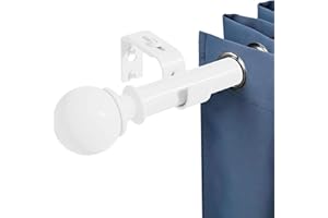 ROD&TRIKIN Barras de cortina para cortinas con ojales, barras de cortina blancas, incluye remates redondos, soportes y accesorios para sala de estar y baño