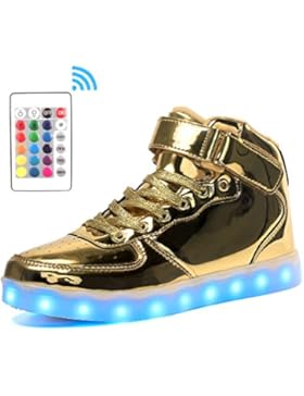 [Gesponsert]Voovix Kinder High-top LED Licht Blinkt Sneaker mit Fernbedienung-USB Aufladen Led Schuhe für Jungen und Mädchen