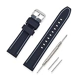 VINBAND Unisex Wasserfest Gummi Uhrenarmband mit Gebürstete Edelstahl Silber Schnalle 22mm Grau