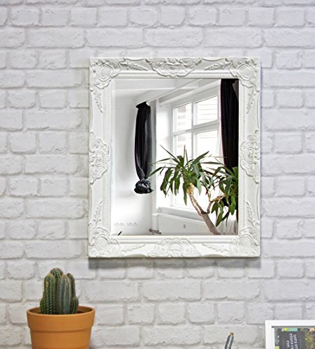My Flair Spiegel 52x62 cm im Barock-Stil, Wandspiegel, Standspiegel, mit Rahmen weiss 0905HH