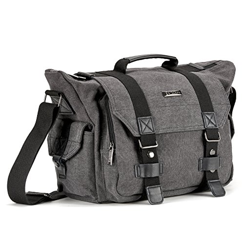 Evecase Bolsas y fundas para cámaras réflex, 4 Bolsillos para Accesorios, Correa de Hombro (Gris)