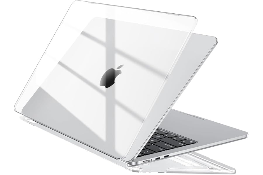 EooCoo Compatible with MacBook Air 13 inch Case M5 M4 M3 M2 2026 2025-2022 Mac Air 13.6" Transparent Hard Shell for Model A3449 A3240 A3113 A2681 (Touch ID), Plastic Cover Smooth Skin - Crystal Clear