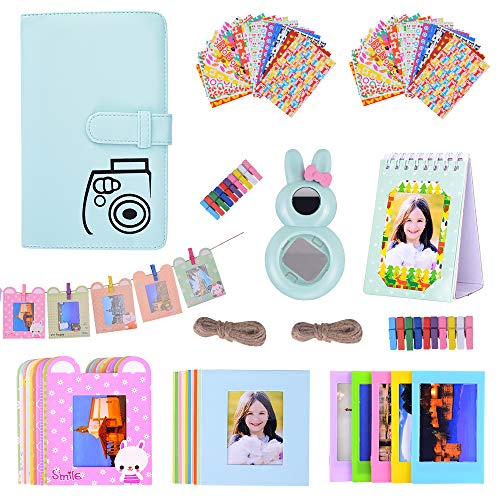 Goocor 108 Tasche Album Fotografico da 3 Pollici Accessori per Fujifilm Instax Mini 7s/8/9/25/50s Fotocamera istantanea con Telaio Appeso/Specchio autoritratto/Calendario da Tavolo - Blu Ghiaccio