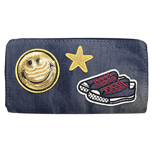 Preisvergleich Produktbild shenky Geldbörse für Damen Smiley Star Jeansfarben
