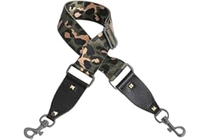 SANTIMON Bandoulière de Rechange Anse de Sac Sangle Réglable Toile Femmes Lanière Épaule Chaîne pour Sac à Main Pochette avec Métal Mousqueton Léopard(Armée Verte)