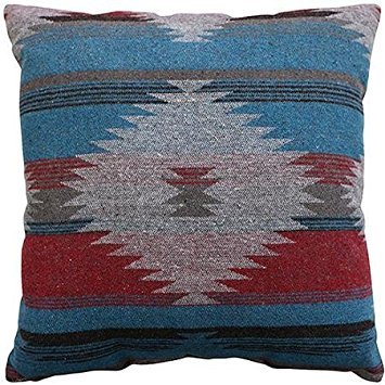 bringbringbring Square Decorative Cotton Linen Throw Pillow Case Cushion Cover( Southwest Aztec Indian Turquoise Decorative )
