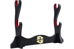 Z-fiber Supporto per Spada Supporto per Katana Imbottito in Velluto Giapponese Supporto per espositore per Samurai Tanto Sword Yin e Yang (2 Tier)