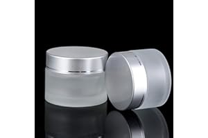 KingYH 2 Pieza 50ml Tarro Cosmetica Vacía de Vidrio Esmerilado Tarro con Tapa Interior Vacía Crema Rellenables Botella de Pot Recipiente para Salve Crema Facial Loción Aromaterapia