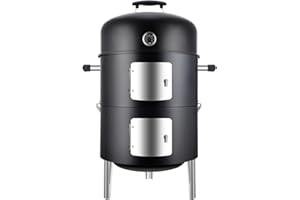 SUNLIFER Charcoal BBQ Grill, Heavy Duty 3-in-1 Barbecue Smoker Grill for Garden Camping Outdoor Cooking and Grilling 89x56x43CM